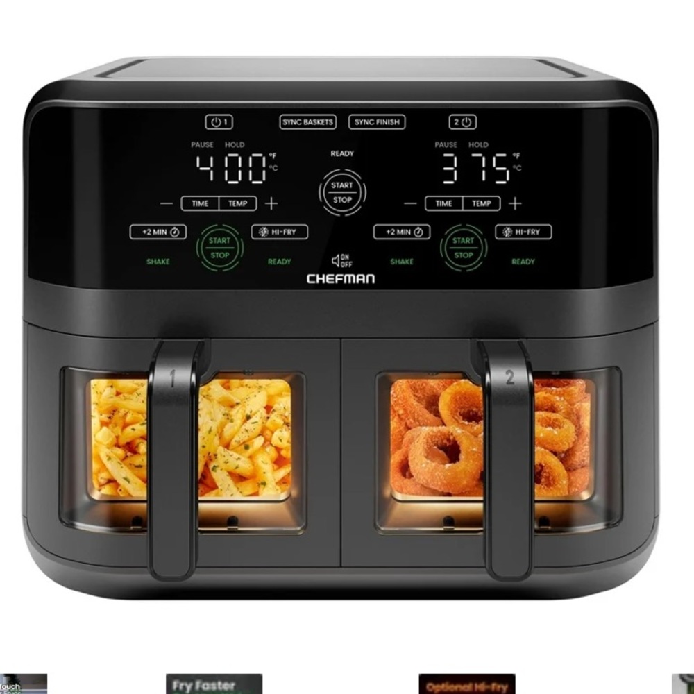 Chefman Dual Basket Digital Air Fryer - Black
